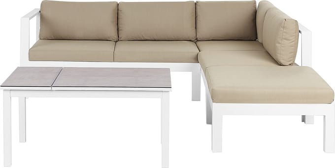 MESSINA - Loungeset voor 5 - Zandbeige/Wit - Aluminium