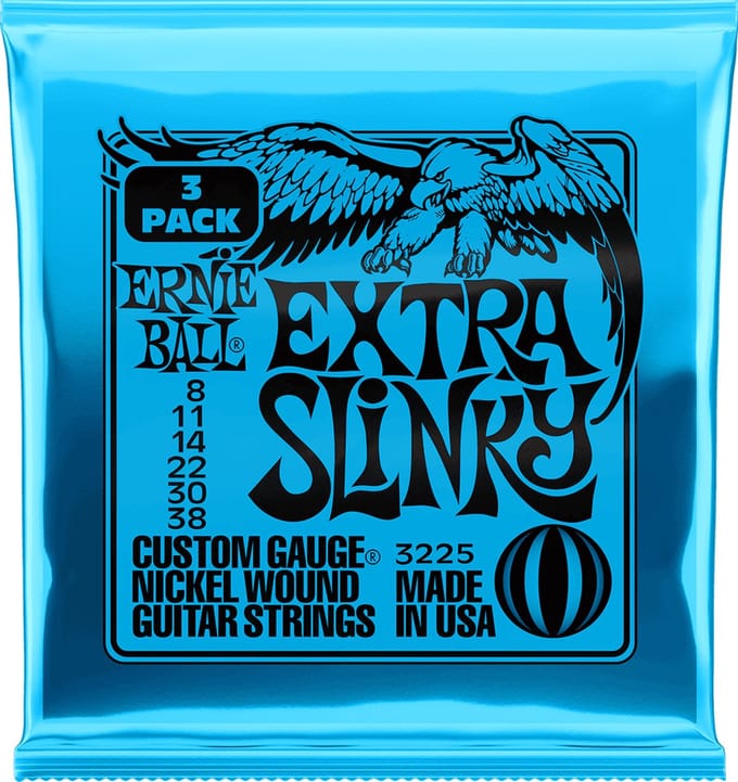 Ernie Ball 3225 Extra Light elektrische gitaarsnaren 3-pack (008-038)