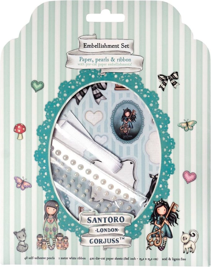 Studio Light Gorjuss Die Cut Sheets 4x2 Paper, Pearls, Ribbon