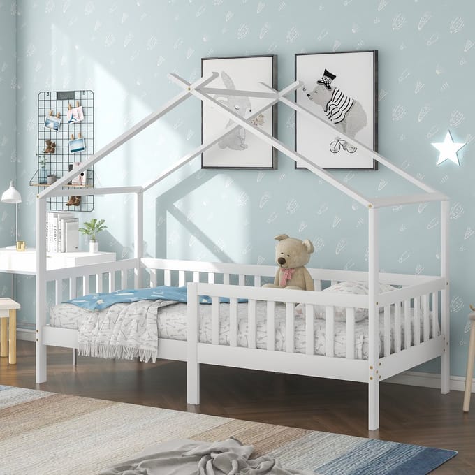 PHOEBE CAT Kinderbed - 90 x 200 cm - Massief hout - Met zijhekken - Wit