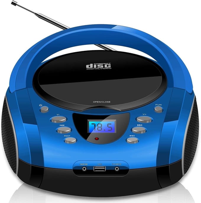 SNJY® CD Speler - Muziekspeler Bluetooth - Draagbare Radio CD Speler - Blauw
