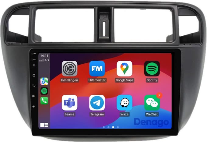 CarPlay autoradio geschikt voor Honda Civic | 1996 t/m 2000 | Android 16 | Draadloos Apple CarPlay & Android Auto | 2GB + 32GB | QuadCore processor | Denago DNG-A306 | 2025 model | 1996 1997 1998 1999 2000 | Bluetooth & Wifi
