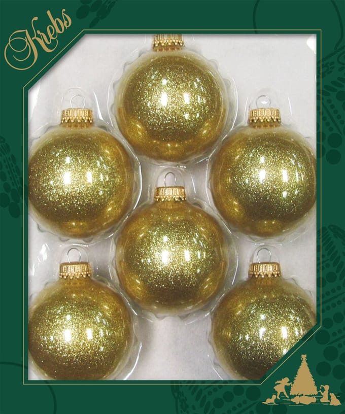 Krebs kerstballen - 24x st - goud sparkle - 7 cm - glas - kerstversiering