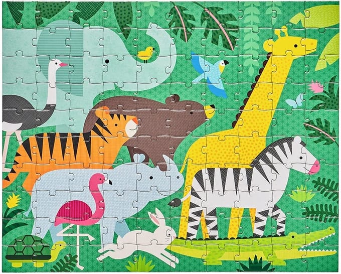 Petit Collage Legpuzzel 2-in-1 Dieren Junior 49 Stukjes