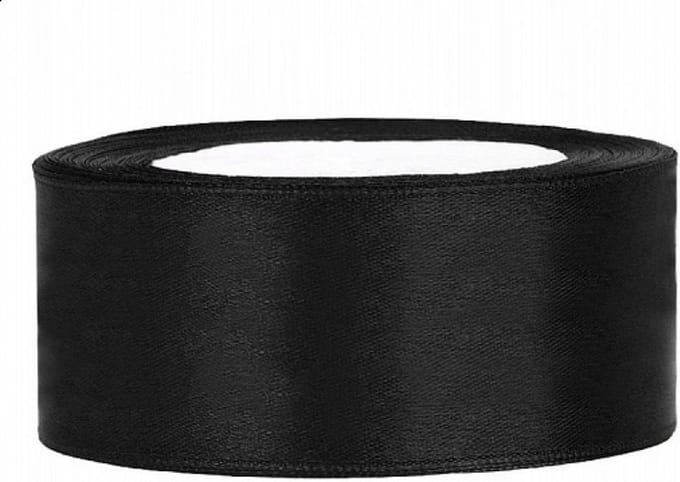 Hobbygroep satijnlint zwart 25 mm 25 m luxe knutselband.
