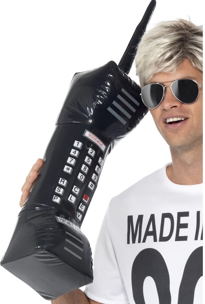 Opblaasbare retro telefoon - 75 cm - zwart - mobiel