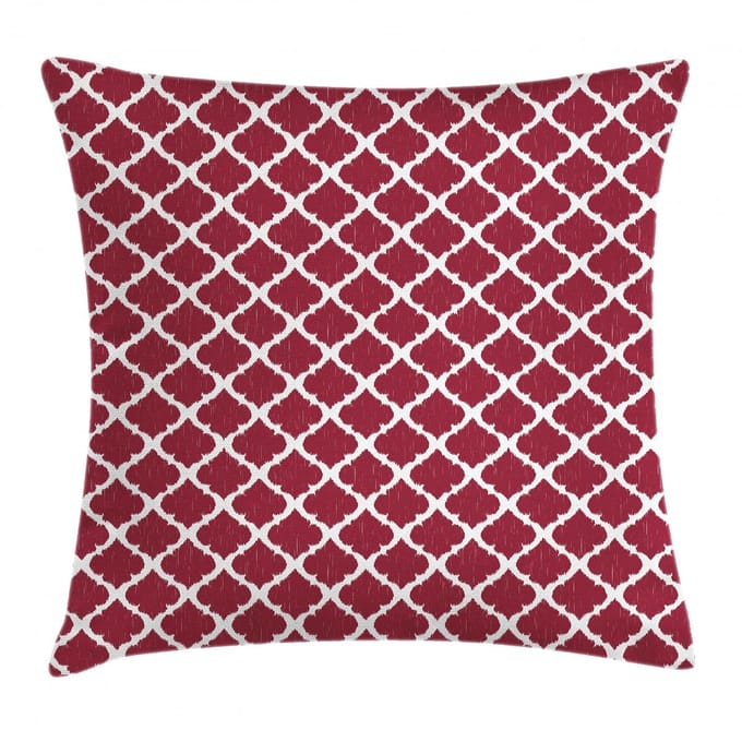 ABAKUHAUS Kussenhoes – Ikat-patroon – 45x45 cm – Licht maroon/wit