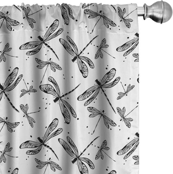 ABAKUHAUS Libelle Gordijnen – 2x75x245 cm – microvezel, halfdonker, antraciet/wit