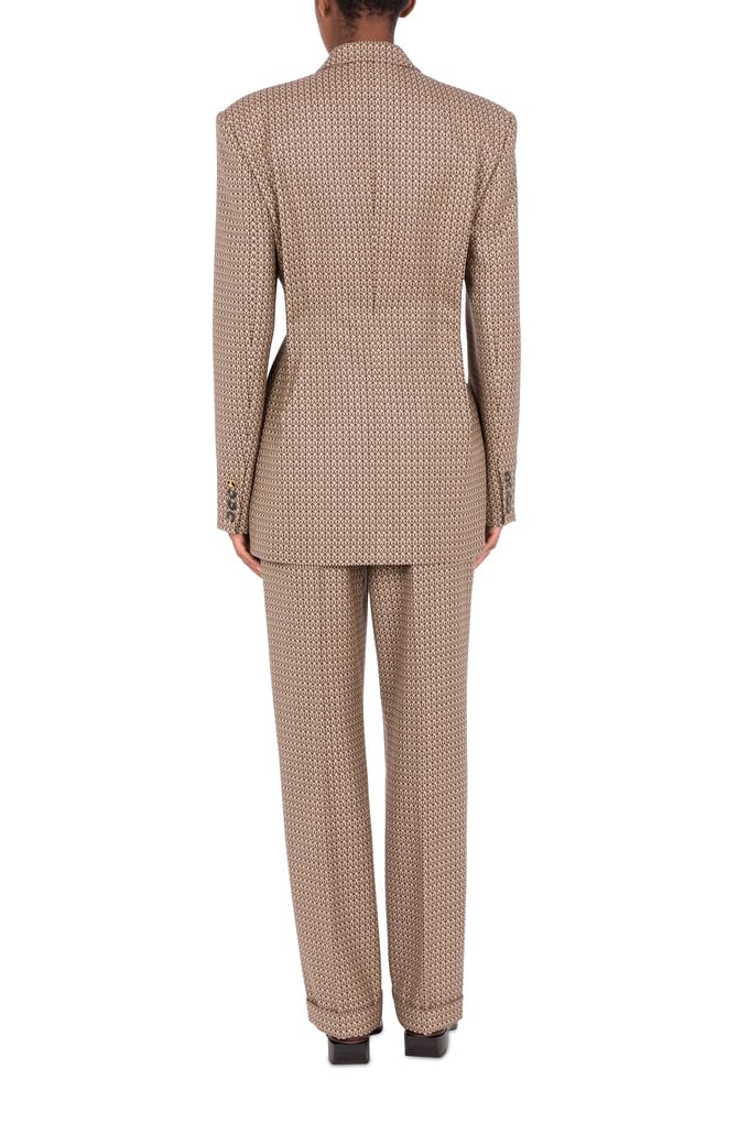 Moschino Peace Jacquard Wool Jacket Beige Maat: 36 | Outlet | Dames | Beige