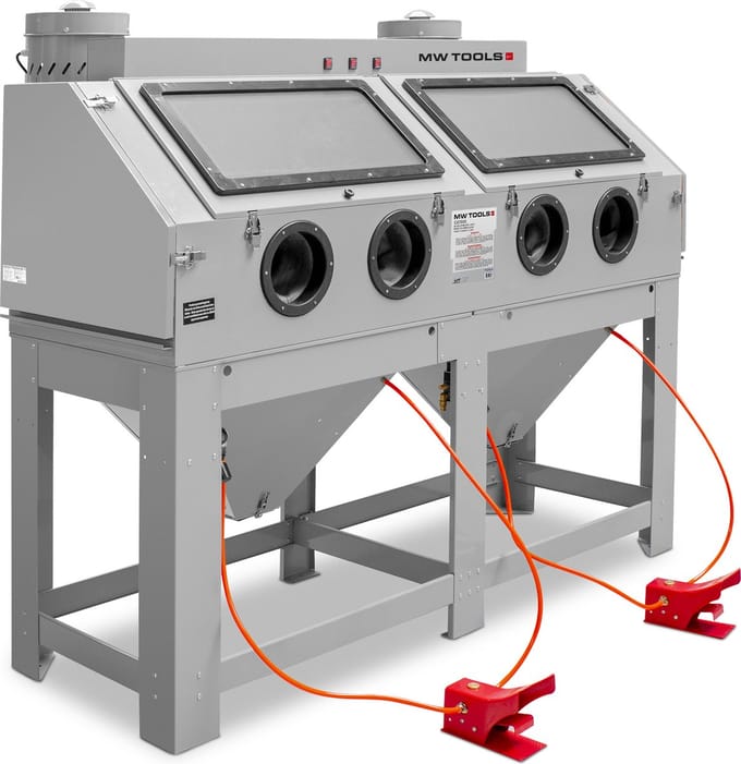 Professionele dubbele straalcabine 880 L met afzuiging MW Tools CAT880