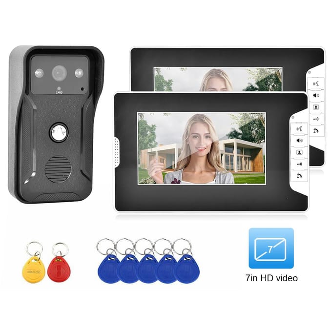 7-inch Nachtzicht Deurbel ID-kaart Veiligheid Intercom Camera Video Deurtelefoon 2 Eenheden