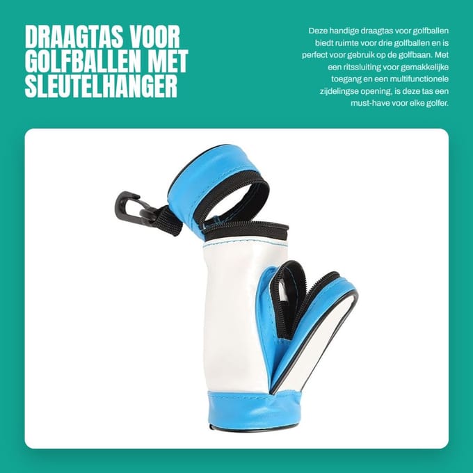 Dailygoods- Golfbalhouder Grote Capaciteit - Sleutelhanger - Draagtas