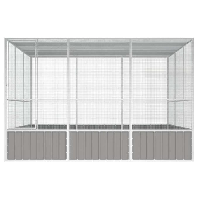 vidaXL Vogelkooi 302,5x324,5x211,5 cm gegalvaniseerd staal grijs