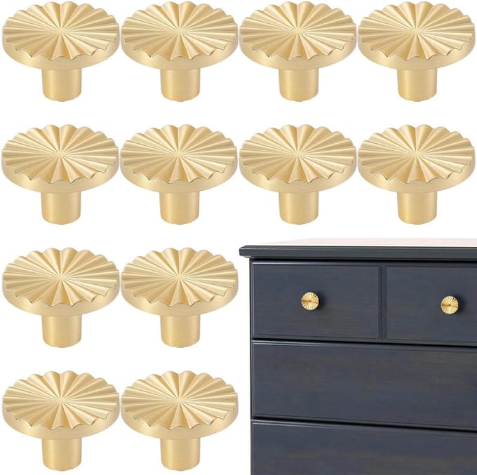 Kastknoppen Set - Meubelgrepen - Kastdecoratie - Geborsteld metaal - 12 stuks - Goud