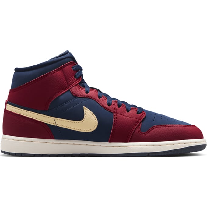 Jordan Aj1 Mid Sneakers Heren - Rood - Maat 43 - Leer, Synthetisch
