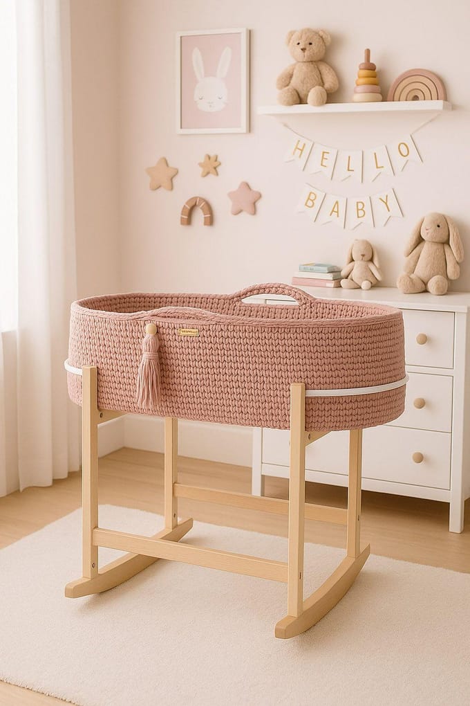 Mozesmand met wiegstandaard «Cuña» | Pastel roze
