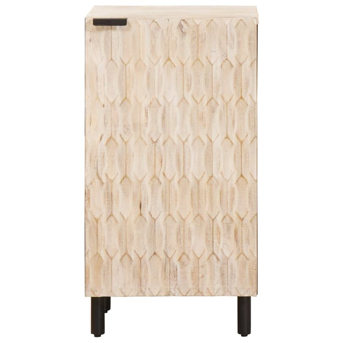 vidaXL - Dressoir - Witte - Was - Afwerking - 40 - x - 33 - x - 75 - cm - Massief - Mango - Hout
