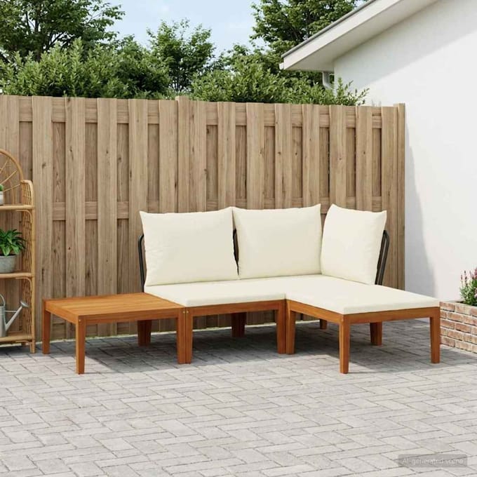 vidaXL - 4 - st - Massief - acaciahout - & - touw - Naturel