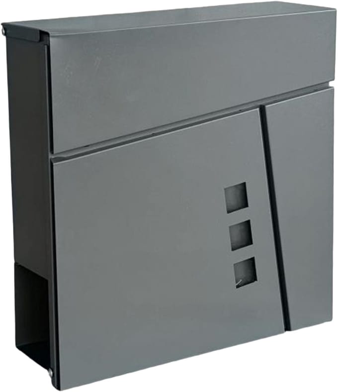 Brievenbus met slot - 37,5x37x10,5 cm - krantenvak - metaal - antraciet