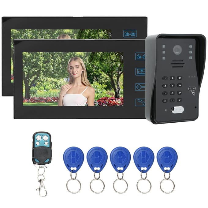 Sonnette vidéo 7 pouces TFT LCD, télécommande, mot de passe, interphone vidéo 1V2, étanche à la pluie, vision nocturne