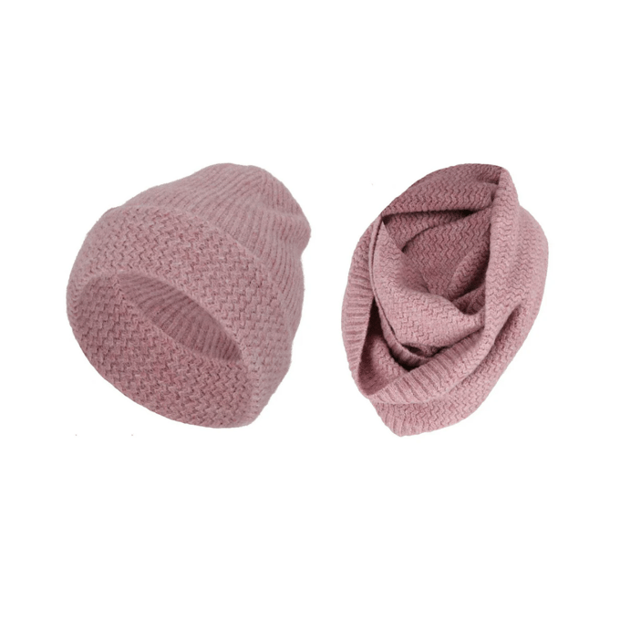 Sarlini - Beanie + Colsjaal meisjes - Lila Melange - Winterset - One Size