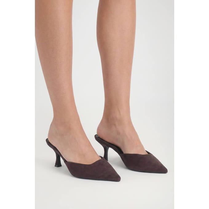 boohoo Dames Faux Suede Mules Met Vierkante Neus | Bruin | Maat: 41