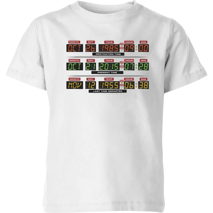 Back To The Future Destination Clock Kids' T-Shirt - White - 122/128 (7-8 jaar)