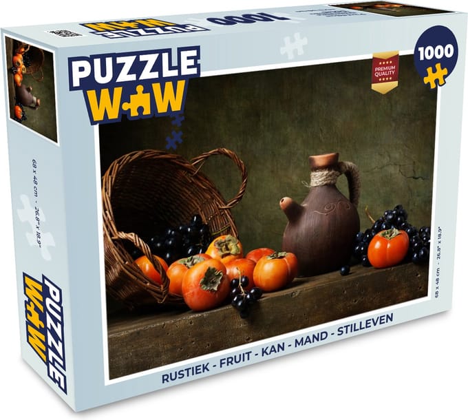 Puzzel Rustiek - Fruit - Kan - Mand - Stilleven - Legpuzzel - Puzzel 1000 stukjes volwassenen