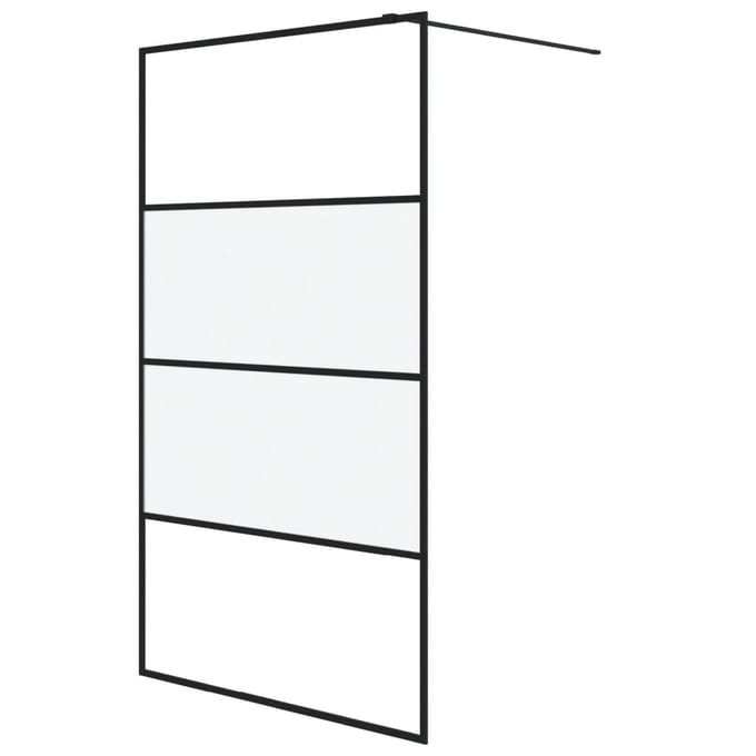 vidaXL - Inloopdouchewand - 115x195 - cm - halfmat - ESG-glas - zwart