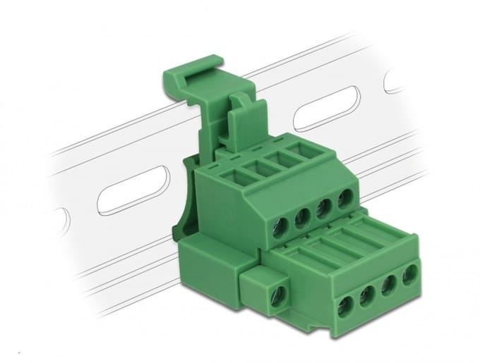 Delock Terminal block set for DIN rail 4 pin with screw lock