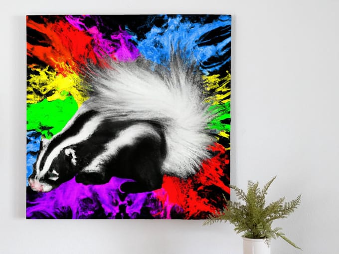 Or explosion rainbow skunk burst | Or explosion Rainbow Skunk Burst | Kunst - centimeter op | Foto op | Or explosion rainbow skunk burst | Or explosion Rainbow Skunk Burst | Kunst - centimeter op | Foto op | Dibond | 50 × 50 cm