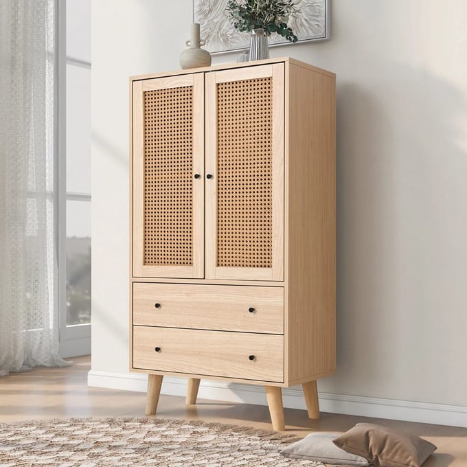 Dressoir Kasten - Dressoir Hout - Hoog - Opbergkast - 60 × 40 × 120 cm - 2 Laden - 2 Deuren