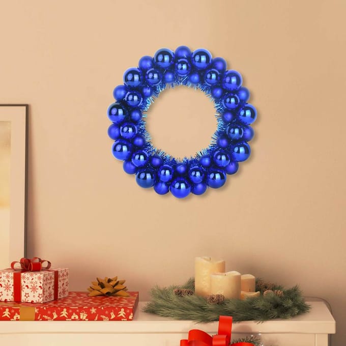 vidaXL - Kerstbal - Kransen - 2 - st - Blauw - 33 - x - 33 - x - 7 - cm - Polystyreen