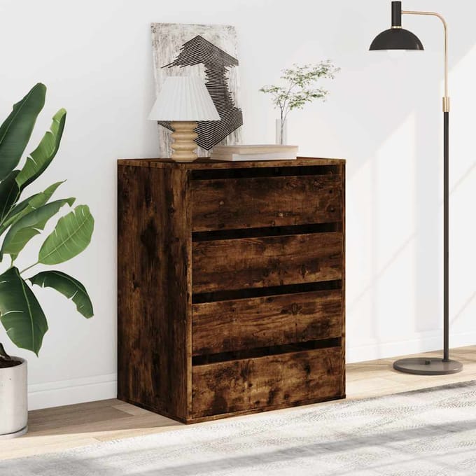 vidaXL - Ladekast - 60x41x76 - cm - bewerkt - hout - gerookt - eikenkleurig