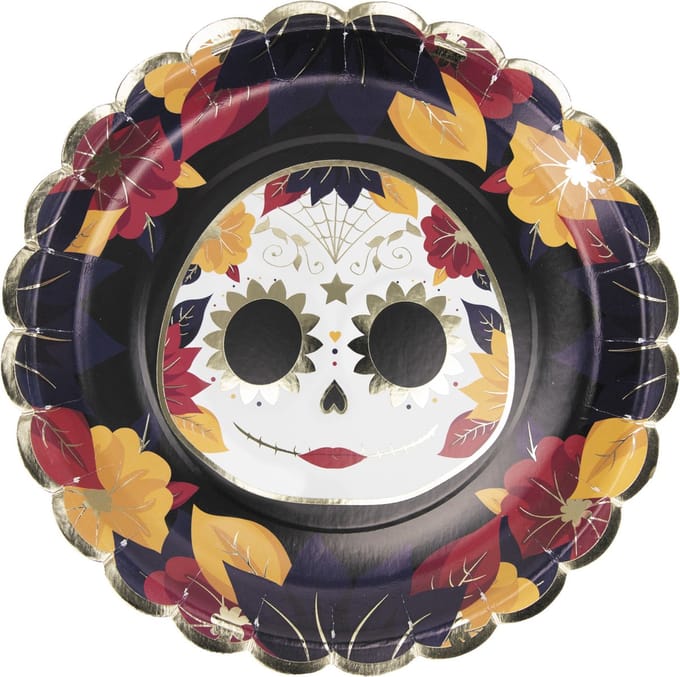 PARTYPRO - 8 kartonnen borden Dia de los muertos 23 cm