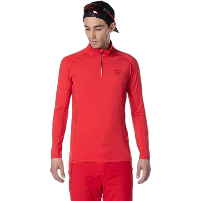 Heren classique halve rits baselayer - Rood - Medium