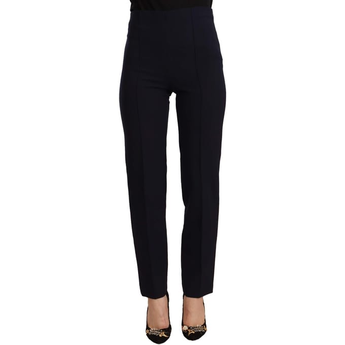 AGLINI Zwarte Hoge Taille Polyester Dames Rechte Broeken