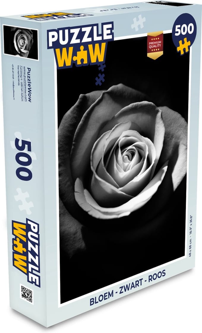 Puzzel Bloemen - Zwart - Roos - Wit - Botanisch - Legpuzzel - Puzzel 500 stukjes