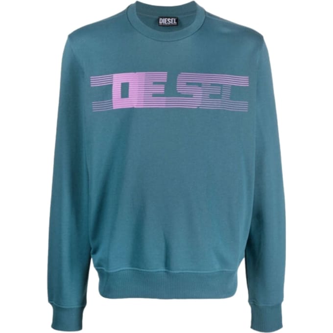 Diesel gestreept logo blauw sweatshirt