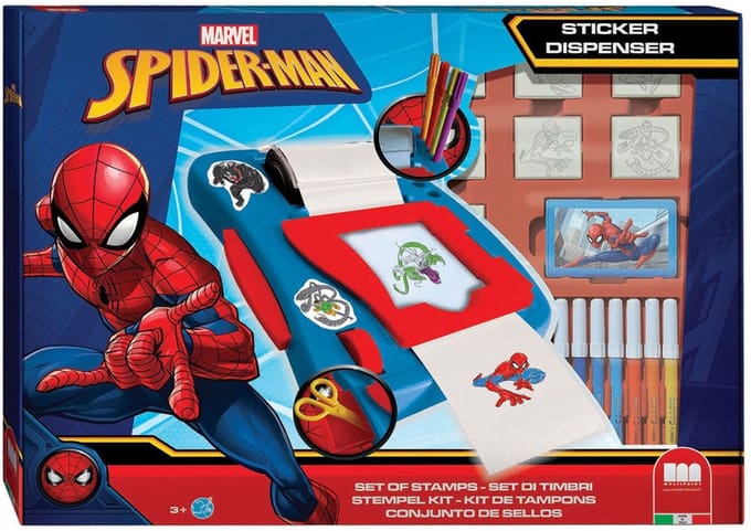 Multiprint Spiderman - stempel-/stickermachine - 7 stempels + 12 viltstiften