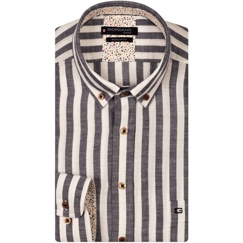 Giordano Overhemd Ivy Linnen Cotton Wide Stripe Navy / male