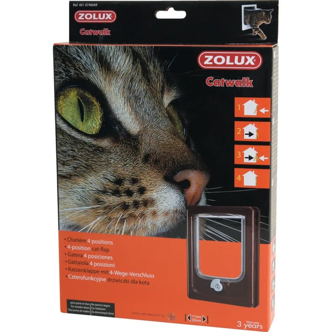 Kattenluik met 4 standen voor houten deuren Zolux Catwalk