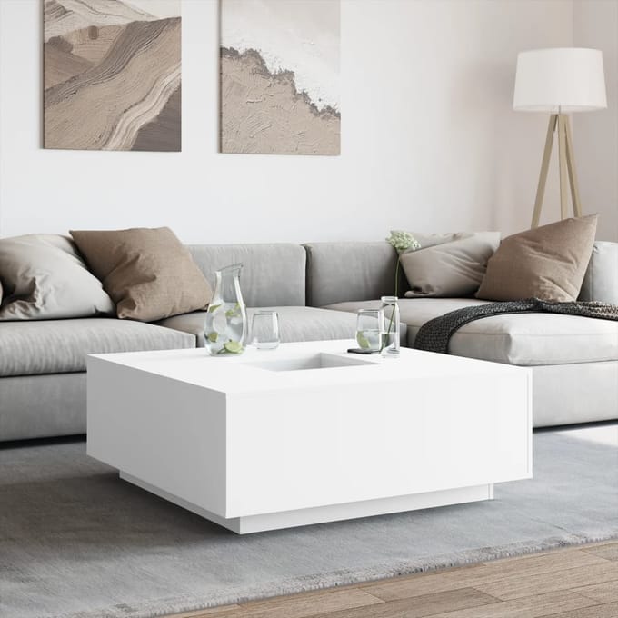 vidaXL - Salontafel - 100x100x40 - cm - bewerkt - hout - wit