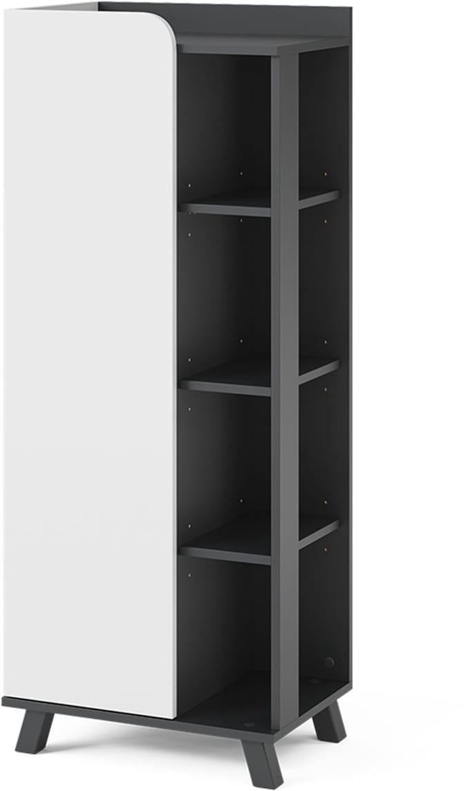 Vicco Karen Midikast – 50 x 128 cm met deur en open vakken Antraciet/wit