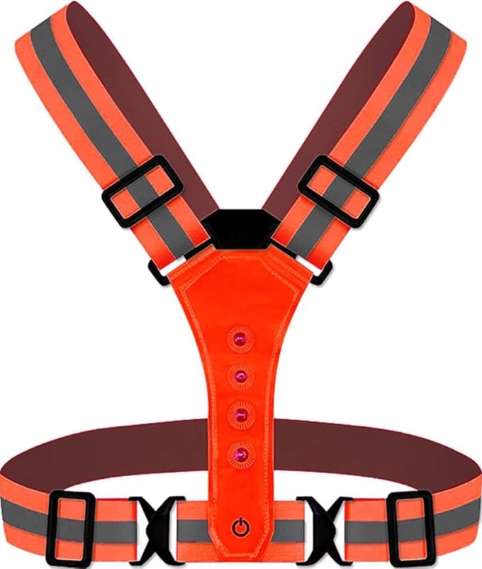 Scoby - Hardloopvest - Hardloopverlichting - Rode Verlichting - Veiligheid - Accessoires - LED - Running Vest - Oranje