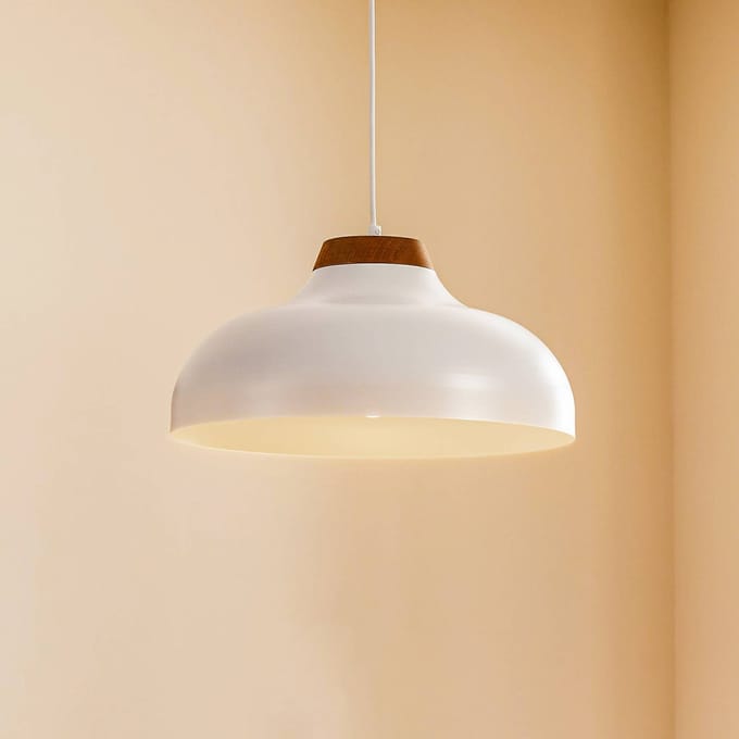 Burgos Hanglamp Wit Metaal Hout E27 Skandinavisch