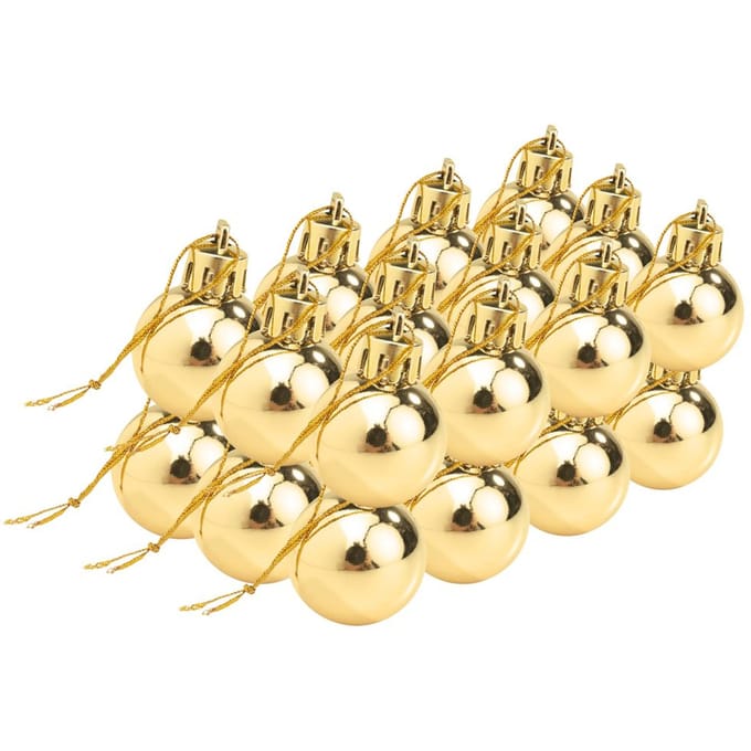 Kerstballen van kunststof, 24 stuks - Goud-Glanzend