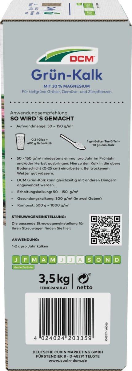 CUXIN DCM | Gazonkalk | 3,5 kg | voor 70 m²