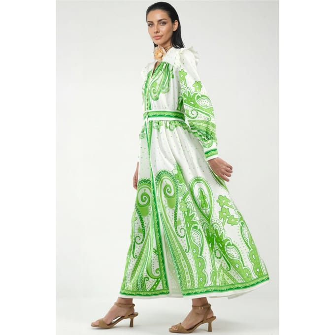 V-hals Paisley Maxi-jurk met Split