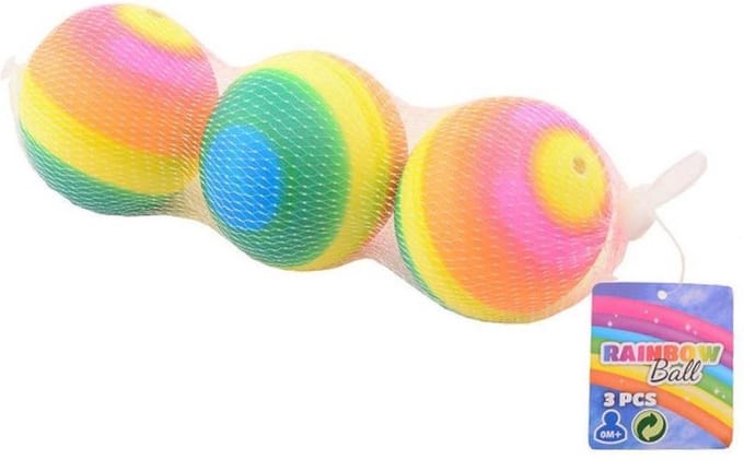 Johntoy Regenboogballen 7 Cm Rubber 3-delig